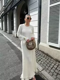 Elegante vestido de malha de manga comprida feminino, gola redonda, vestes finas brancas, vestidos de festa femininos, moda feminina, verão, outono, novo, 2022 - comprar online