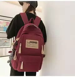 Mochila de pano Oxford de grande capacidade para meninos e meninas, mochila leve, bolsa de estudante retrô, europeia e americana, escola secundária - comprar online