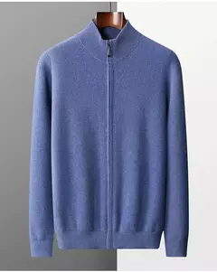 Cardigã de cashmere com gola alta masculino 100% pura, suéter espesso, blusa casual de malha, tamanho grande, quente, outono, inverno, novo - loja online