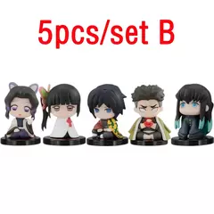 Imagem do Q Versão Demon Slayer Action Figure Set, Boneca Fantasma Sentada, Tanjiro, Nidouzi, Inosuke, Zenizu Movie Model, Kid Toy Gift, 10pcs
