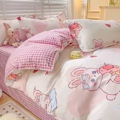 Conjunto de lençol impresso bonito para crianças, estilo cartoon, conjunto de cama respirável, cama King e Queen durável - Wolf Magazine