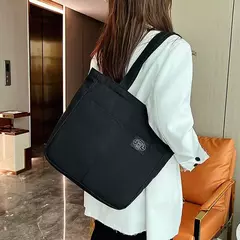 Sacola de lona monocromática para mulheres, designer, bolsa casual, bolsa de ombro, grande capacidade, algodão, reutilizável, praia, compras