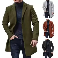 Jaqueta de lã de lapela de peito único masculina, monocromática, casual, casacos primavera e inverno, streetwear masculino - Wolf Magazine