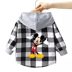 Camisas com capuz das crianças do bebê meninos mickey mouse camisas xadrez casaco para primavera outono meninas dos desenhos animados jaqueta roupas de fundo - comprar online