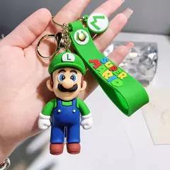 Imagem do Super mario 3d dos desenhos animados chaveiro mario bros luigi sapo yoshi bowser figura de ação modelo pvc saco dos desenhos animados boneca pingente brinquedos presente