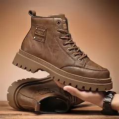 Botas Chukka de couro impermeáveis para homens, Botas Oxford Casual Lace Up Ankle, Sapatos de vestido diário - comprar online