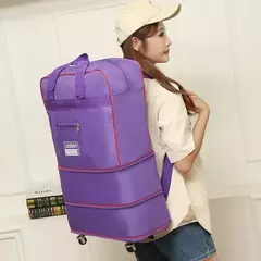 Imagem do Saco De Viagem Dobrável Roxo, Compartimento De Bagagem, Caixa De Armazenamento De Roda Giratória, Grande Capacidade, Telescópico Saco De Bagagem, Saco De Viagem