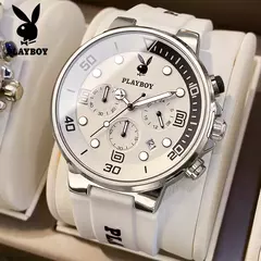 PLAYBOY-Relógios de pulso quartzo impermeável masculino, relógios esportivos, pulseira de silicone, relógio de luxo, marca top, 2022 - comprar online