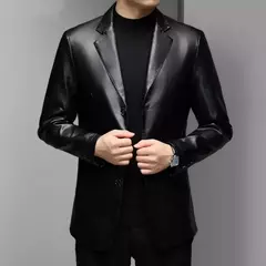 Jaqueta de couro macio PU motocicleta masculina, Casacos casuais, roupas monocromáticas, outono, inverno, M-3XL - comprar online