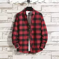 2020insplaid camisa masculina estilo hong kong outerwear coreano na moda versátil manga longa topo para homens da moda na internet