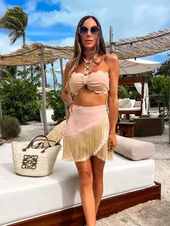 Imagem do Conjunto sexy de biquíni feminino, sutiã de renda, mini saia, férias de praia, fato de banho feminino casual, 2 peças, verão