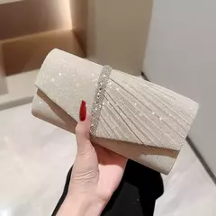 Bolsa de embreagem prata glitter para mulheres, bolsa de noite envelope, bolsa longa elegante, bolsa de ombro corrente, bolsa de casamento, moda na internet