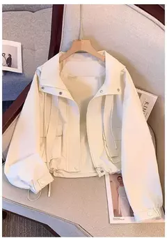 Imagem do Jaqueta fina casual solta para mulheres, jaqueta com capuz cortado, roupa de trabalho ao ar livre, moda nova, primavera e outono 2024