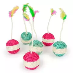 1pc brinquedo do gato sisal coçar bola treinamento brinquedo interativo para gatinho gato de estimação suprimentos brinquedo de penas brinquedos do gato interativos - comprar online