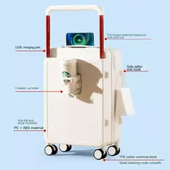 Ampla Handle Mala de Viagem, Carry-On Bagagem Trolley Case, Cup Holder, USB De Carregamento, Cabin Rolling Bagagem, Novo Design, 20";;VERDADEIRO;;"20 ,Black - comprar online