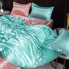 Mulberry Silk Bedding Set, capa de edredão, lençol, fronha, lençol de cetim luxo, cor sólida, rei, rainha, completo, Twin Size - Wolf Magazine