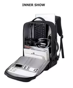 Mochilas expansíveis impermeáveis com porta de carregamento USB, Business National Flag Travel Bag, 17 "Laptop Bag, 40L