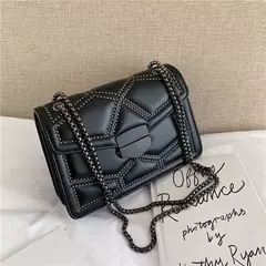 Yogodlns-Vintage Rivet Cadeia Pequenas Bolsas de Ombro para Mulheres, Flap PU Leather, Fashion Square Crossbody Bag, Designer Handbag - loja online