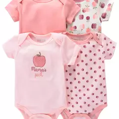 Recém-nascido manga curta em torno do pescoço macacão, onesies para bebês meninos e meninas, desenhos animados flores animais impressão, roupas infantis, 4pcs - Wolf Magazine