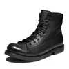 Botas masculinas de trabalho vintage de cano alto, botas de couro estilo britânico, sapatos de plataforma novos, primavera, outono, 2022