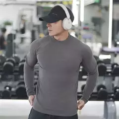 Imagem do Camiseta de compressão de manga comprida masculina, camisa de ginástica, secagem rápida, camisa Running, Casual Top, Bodybuilding Singlets, moletom Fitness masculino