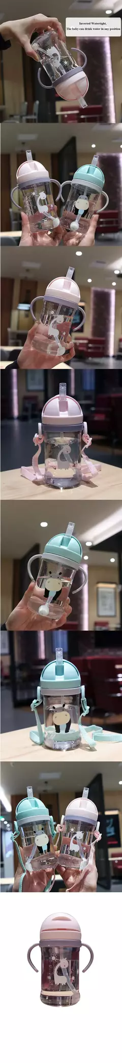 350ml Kids Drinking Cup Mamadeira Com Bola De Gravidade De Palha Garrafa De Calibre Largo na internet