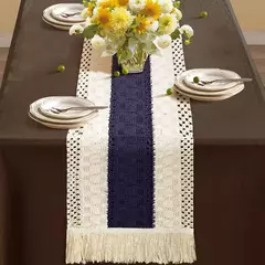 Algodão e linho Splicing Table Flag para casa, toalha de mesa tecida Tassel, Material Natural, Decoração Pastoral, 2 cores - Wolf Magazine