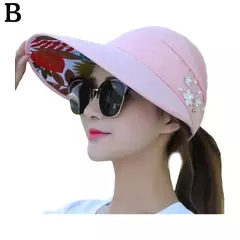 Chapéu de sol dobrável de aba larga feminino, viseira de praia anti-UV, chapéu casual feminino, moda férias de verão - loja online