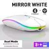 Mouse sem fio Bluetooth para Tablet e telefone, Ratos de retroiluminação RGB recarregáveis para iPad, PC, Laptop, 2.4GHz USB