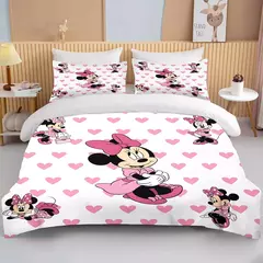 Imagem do Disney-Minnie Mouse Impresso Conjunto de Cama para Crianças e Adultos, Capa de Edredão, Consolador, Fronha, Rosa, Rei, Amor, Desenhos Animados, Meninos, Meninas, Adultos, Presente