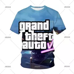 Camisetas gráficas Grand Theft Auto VI masculinas, Boy Streetwear, Tops masculinos casuais, Roupas impressas 3D do jogo GTA 6, Novos jogos na internet