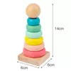 Anel de madeira do empilhador do arco-íris para crianças, Torre Educativa, Stack Up Blocks, Jogo de forma de cor
