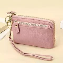 Royal Bagger-carteira curta para mulheres, couro genuíno de vaca, bolsa de embreagem fofa, porta-moedas com zíper, porta-cartão com chaveiro, na moda na internet