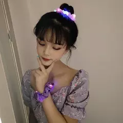 1/5/10 pçs led scrunchie iluminar cabelo scrunchy para mulheres cetim hairband casamento brilho no escuro brilho fontes de festa na internet