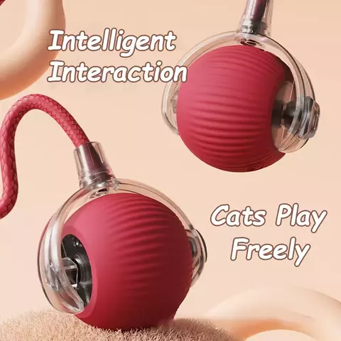 Gato bola interativa brinquedos bola de rolamento automático falso cauda recarregável inteligente animal de estimação brinquedo elétrico cão gato treinamento imitar mouse