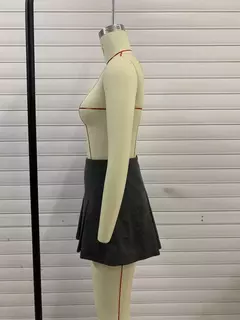 TRAFZA-Mini-saia plissada vintage feminino, calção de cintura alta, casual, em camadas, monocromática, primavera, verão, moda, sexy, 2022 - loja online