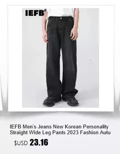 Iefb-Jeans lavado vintage masculino, calças jeans de perna larga, calças masculinas soltas, moda casual de rua angustiada, verão, versátil, 9C354 - loja online