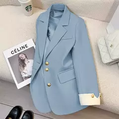 Moda feminina blazer de cor sólida, primavera novo temperamento casual celebridade terno popular - loja online