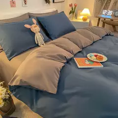 Lençóis de algodão lavados e capas de edredão, estilo japonês, peça dupla, conjunto de cama de quatro peças para estudante, três peças na internet