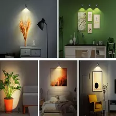 Imagem do LED cabeça dupla lâmpada de parede com controle remoto, 360 ° Rotatable, USB Recarga, sem fio, portátil, Night Light para o quarto, lâmpada de leitura, Touch Control