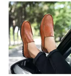 Couro de vaca natural masculino mocassins de couro genuíno italiano, sapatos de vestido masculino, calçado formal, casual, marca, venda