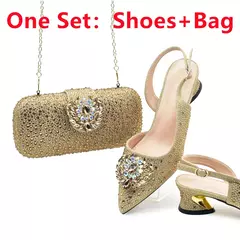 Conjunto de sapatos e bolsas italianos, sapatos de festa para senhoras, decorado com strass, bombas de noiva, designer, novo, 2021 - comprar online