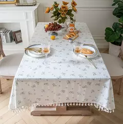 Imagem do Toalha De Mesa De Mistura De Algodão Impresso Floral, Lavável Farmhouse Table Cover, Bege, Festa De Casamento, Sala De Estar, Decoração Do Chuveiro Do Bebê