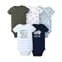 Baby Boy e Girl's Summer Macacões, Bodysuit Toddler, 100% Algodão, Conjunto de Roupas Recém-nascidas, Macacão Infantil, 6-24 Meses, 5Pcs por Lote - loja online