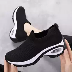 Sapatos esportivos casuais femininos, tênis de plataforma cunhada para senhoras, sapatos vulcanizados respiráveis, nova moda, verão 2024 - loja online