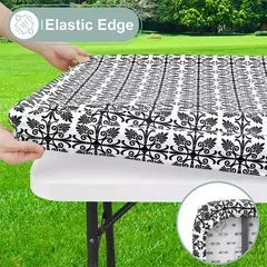 Olanly Retângulo Toalha De Mesa De Vinil, Elástica Cabido Toalha De Mesa, Capas De Plástico Impermeável, Dobre Mesas, Piquenique, Camping, Ao Ar Livre - loja online