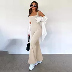 Macacão feminino roupa de uma peça sem mangas o-pescoço bodysuit macacão casual streetwear roupas femininas esportivas - Wolf Magazine