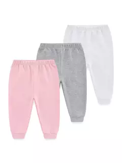 Unisex cor sólida algodão calças set, bebê recém-nascido, infantil criança calças, 3 pcs por lote
