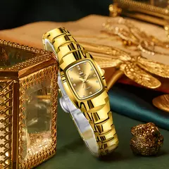 OLEVS-Relógio de aço inoxidável impermeável para mulheres, relógios luxuosos de ouro para senhoras, moda criativa, relógio de pulso elegante - comprar online