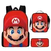 Super Mario Brothers Mario Escola Primária e Secundária Mochila Escolar, 3D Cartoon Mochila, Meninos e Meninas, Novo Filme, Conjunto de 3Pc